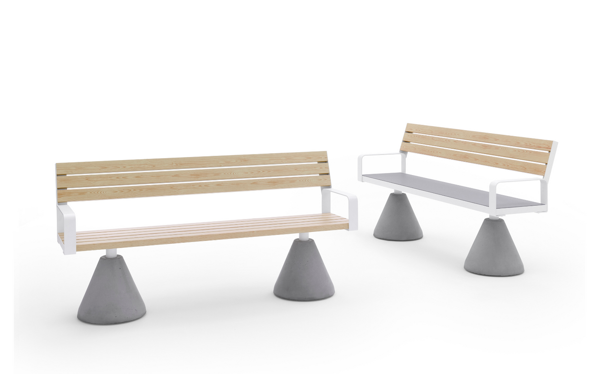 Fun Bench Backrest 040 Outdoor Bench with Backrest - Concrete base – Outerspace
