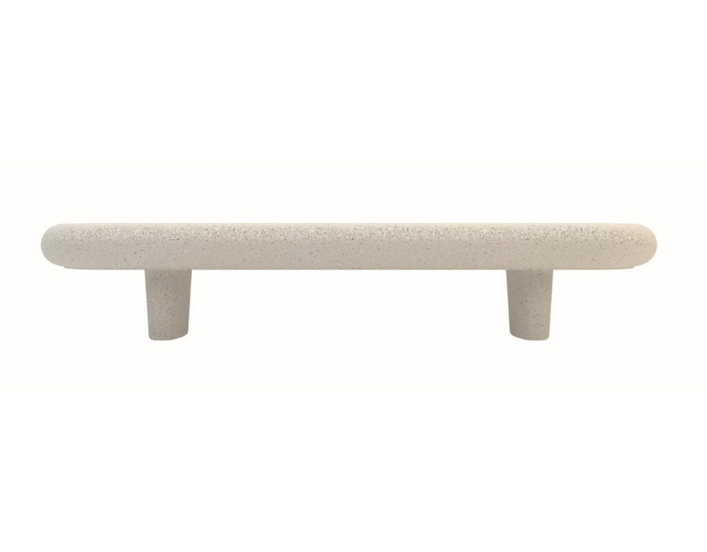 white stone terrazzo bench seating 