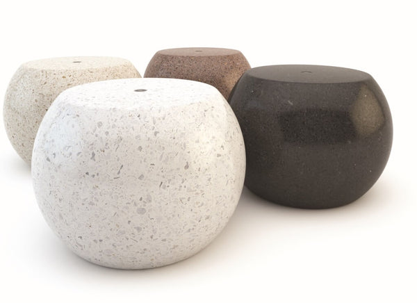 indoor outdoor marble stone terrazzo stool seating white black beige brown