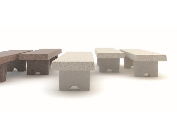 marble stone bench seating in white brown terrazzo rectangle shape urban design landscape