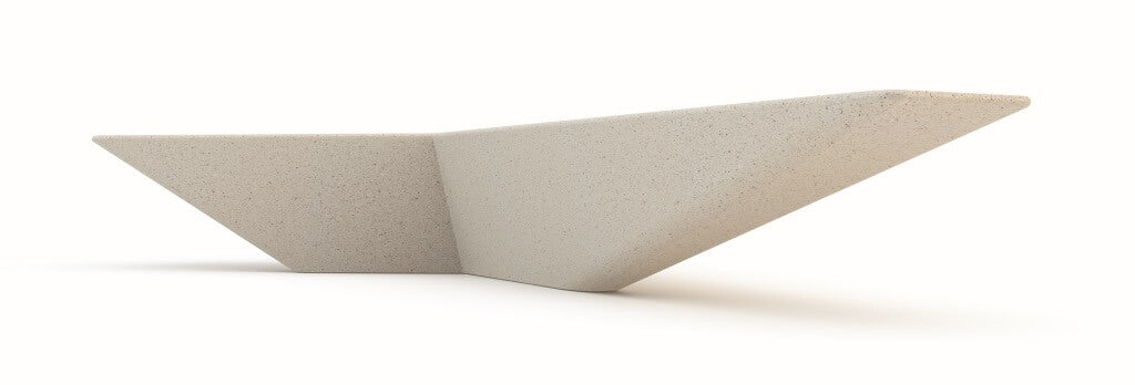 white angle shape terrazzo stone bench seating indoor outdoor urban design