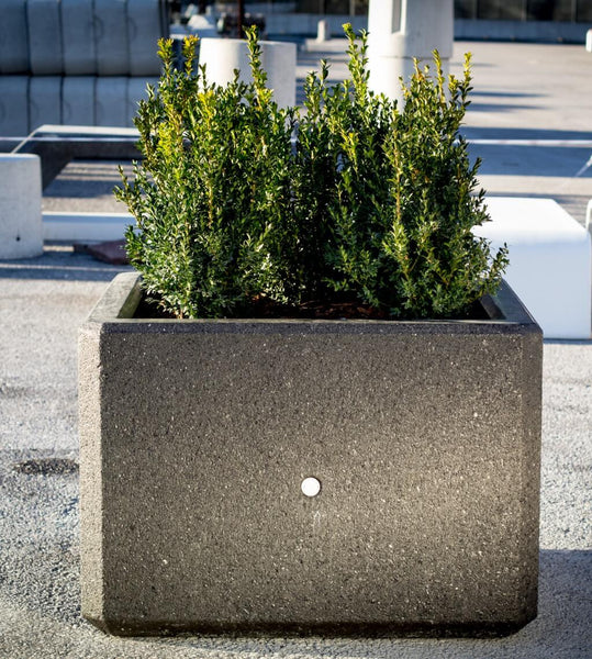 black planter box stone terrazzo street furniture landscape