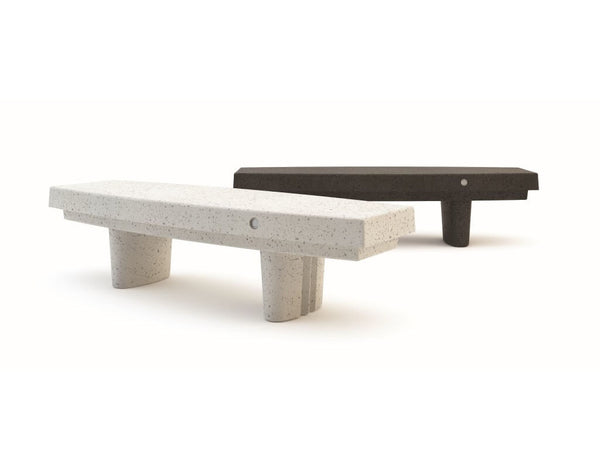 white stone black stone bench seating urban design street furniture terrazzo landscape