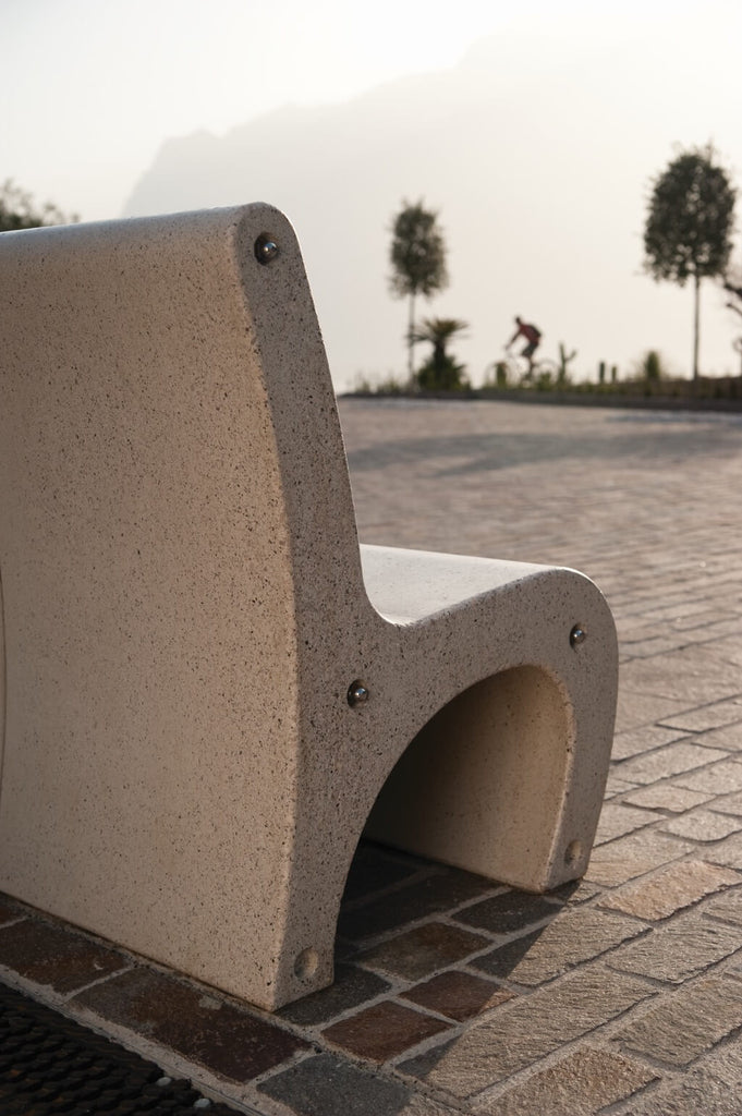 white granite stone park bench seating outdoor