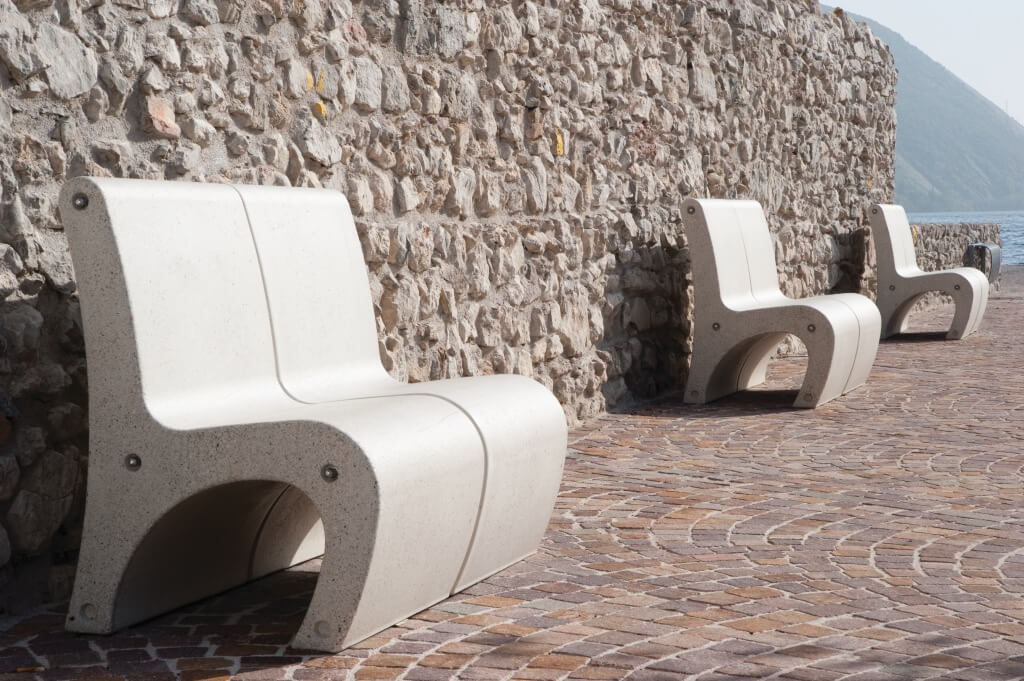 white granite stone bench seating street furniture park 