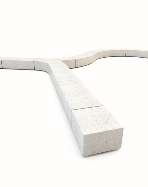 white granite stone bench seating curved modern design street furniture
