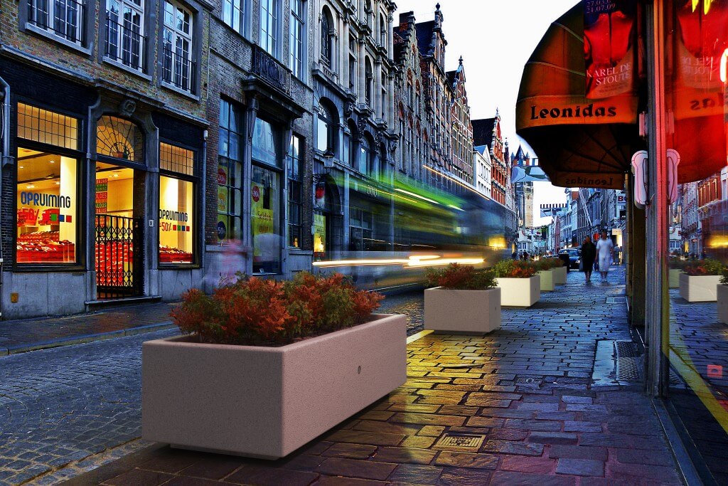 rectangle modular planter stone terrazzo street furniture